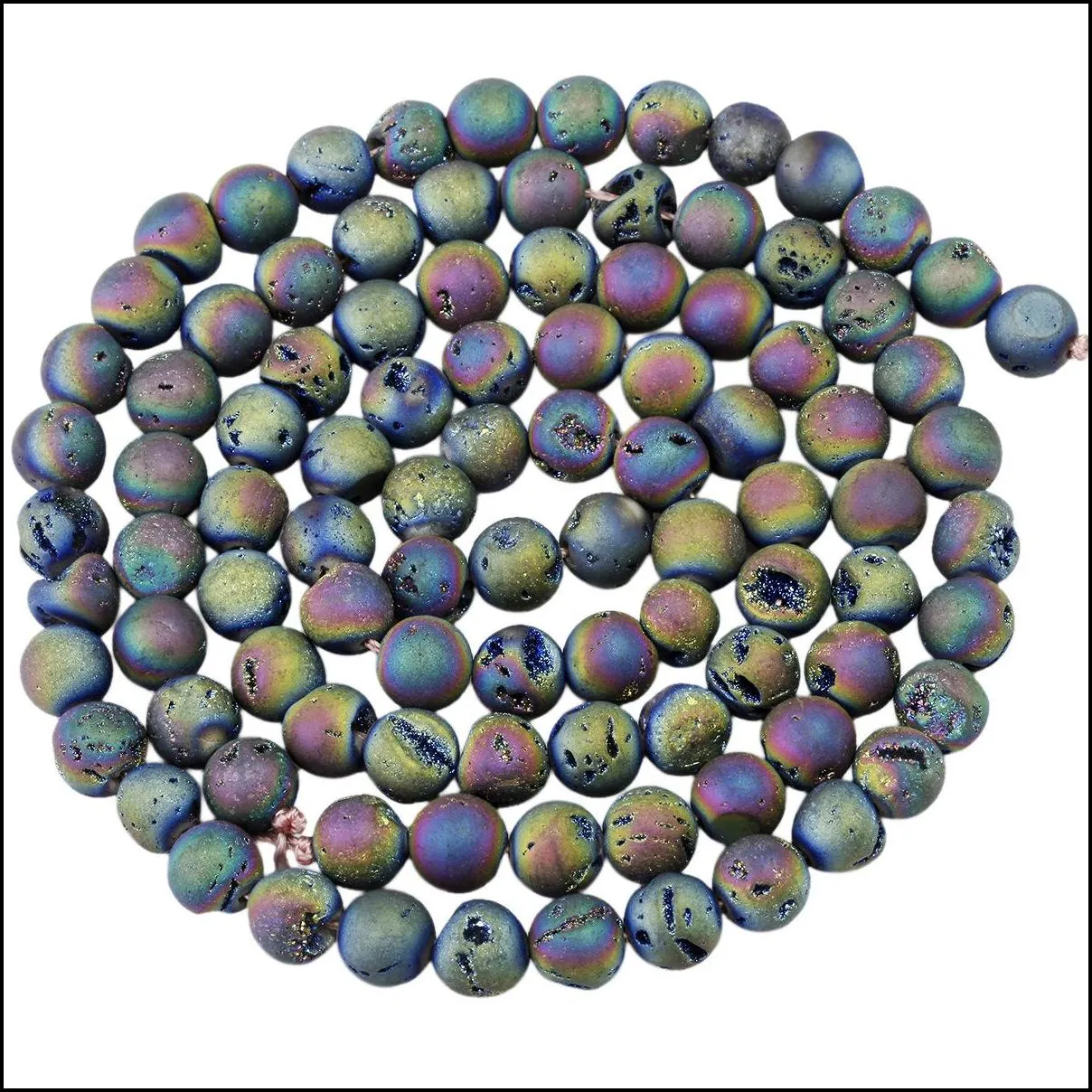 10mm druzy agate crystal round beads 38pcs dursy quartz organic gemstone spherical energy stone healing power for jewelry bracelet mala necklace making 1