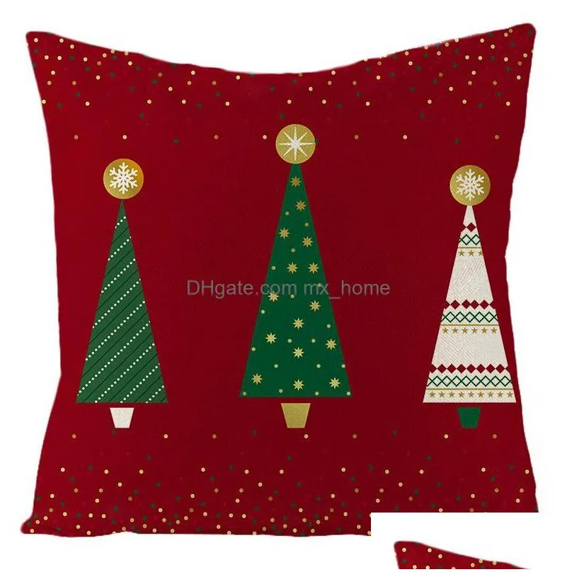 cushion/decorative pillow christmas tree red stripe pattern 45 45cm linen throw cushion cover xmas home sofa decorative pillowcase funda