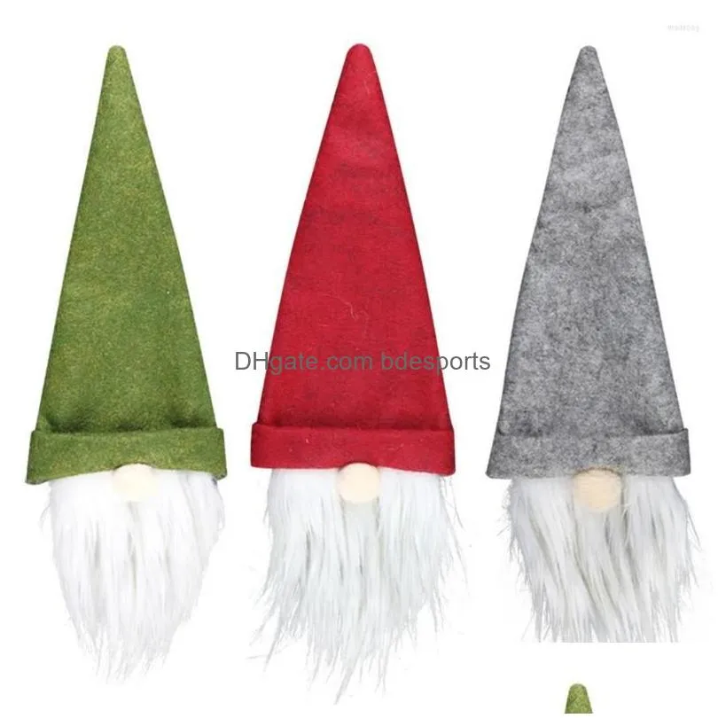 christmas decorations wine bottle covers cute gnome hat topper for festival party decoration ornaments xmas home decor