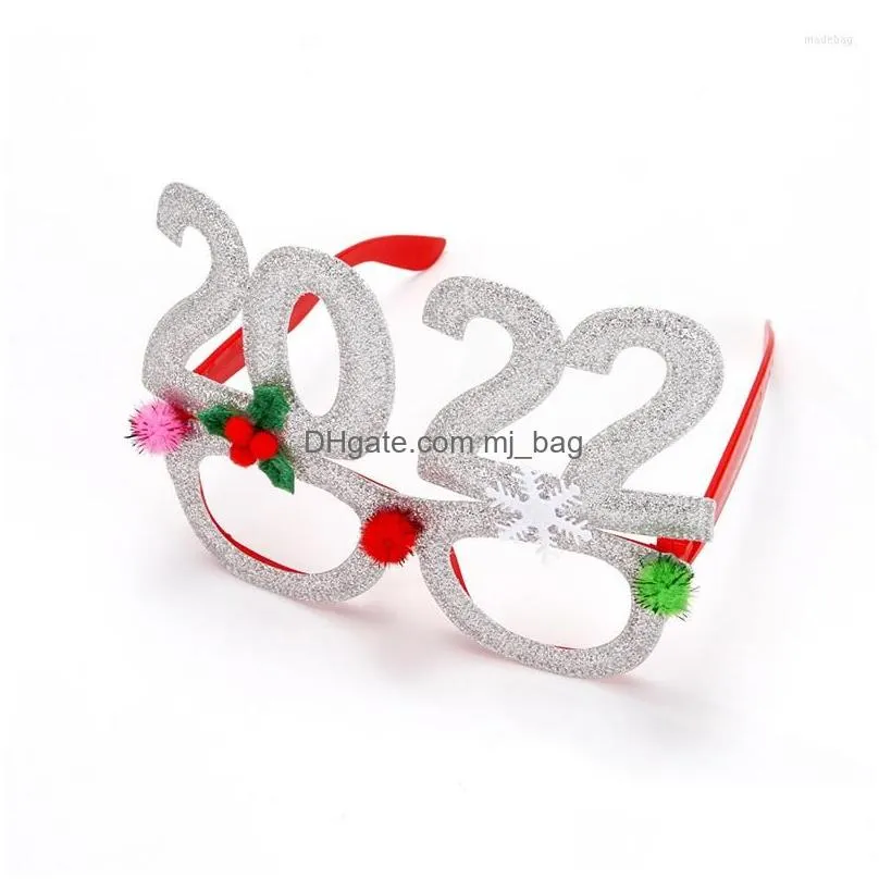 christmas decorations 1x 2022 eyeglasses props xmas adornment adult children gift merry holiday glasses party dress up ornaments