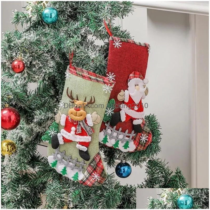 christmas decorations 4pcs stockings sack xmas gift candy bag fireplace tree ornaments merry socks navidad year 2023