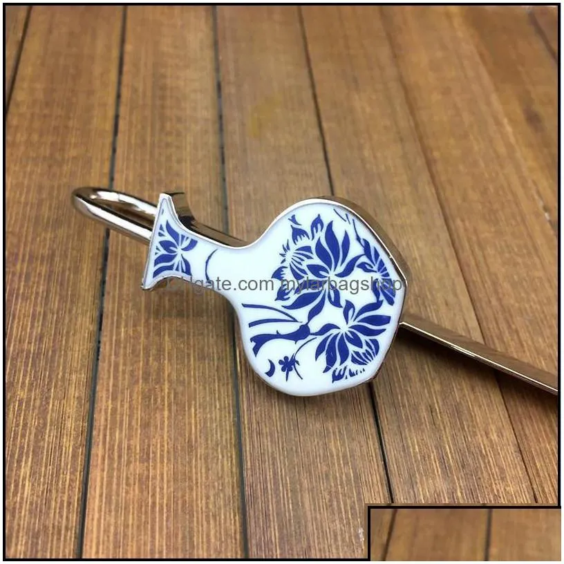 bookmark desk accessories office school supplies business industrial creative vintage metal pendant chinese clip blue and white