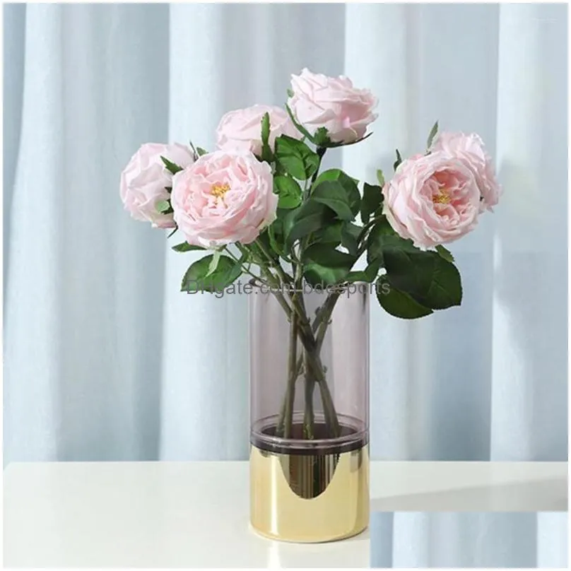 decorative flowers single branch artificial flower po props real touch imitation rose fake simulation for wedding christmas