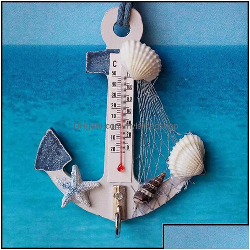 arts and crafts arts gifts home garden wood anchor thermometer art wall hanging hook meter gauge shell nautical dec dhnxw