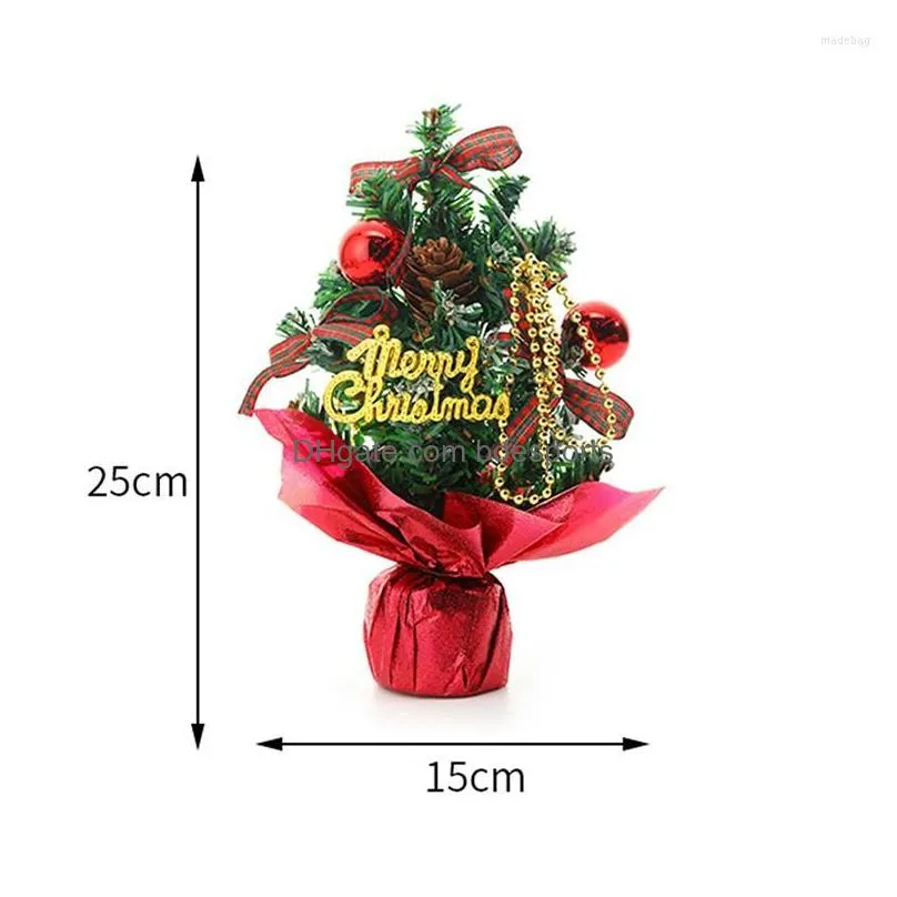 christmas decorations 25cm mini tree ornaments decor multicolor portable miniature home xmas pvc decoration for office desktop