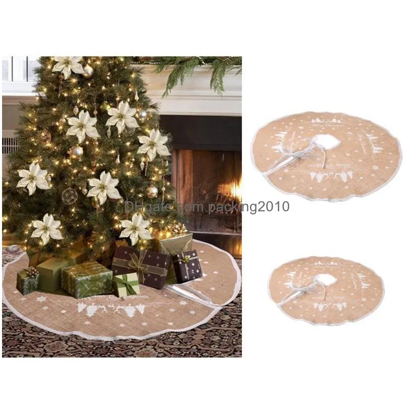 christmas decorations vintage brown linen tree skirt xmas ornament home decorationchristmas