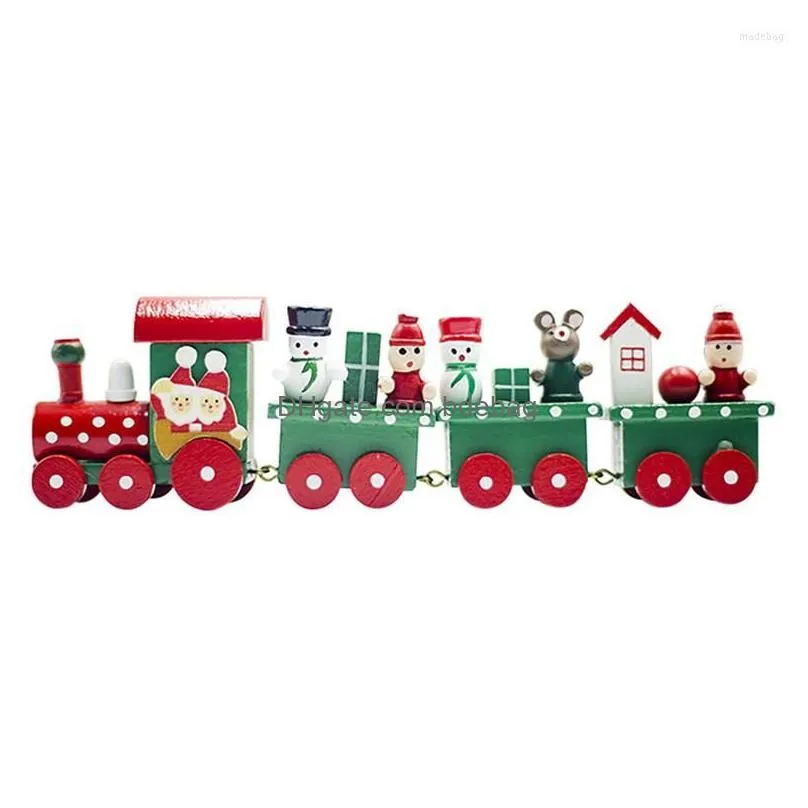 christmas decorations 2022 train toy small santa wooden ornament car toys gift kid children gifts table decor noel navidad