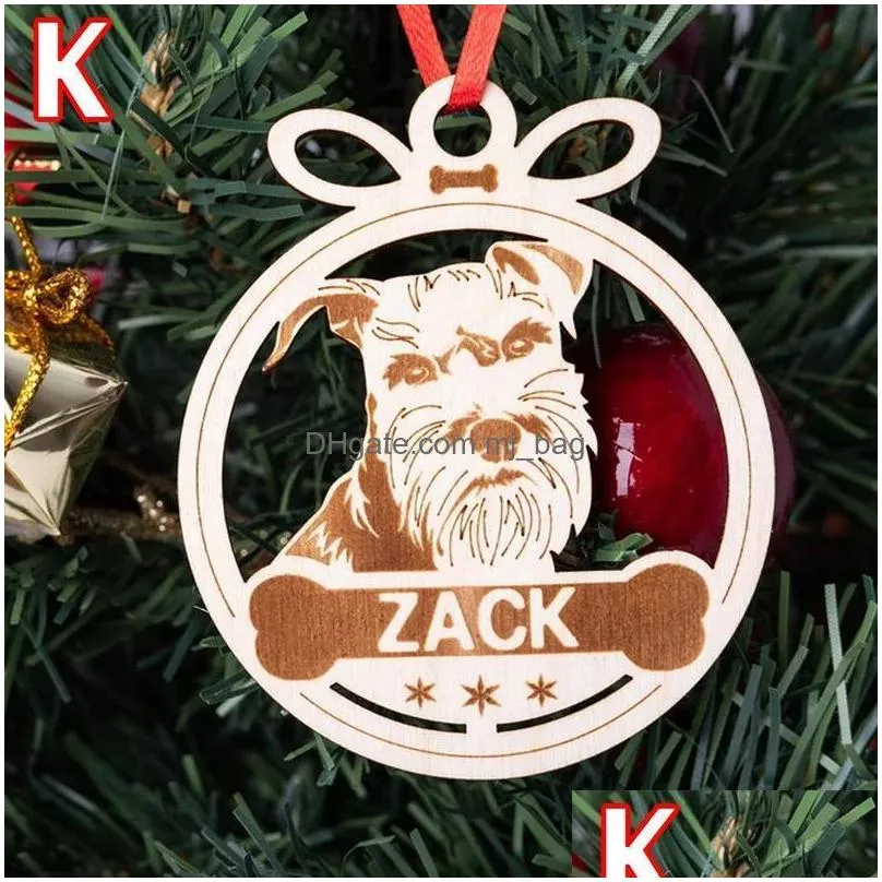 christmas decorations ornaments holiday wooden crafts hollow carving name diy dog blessings pendant u2w4christmas