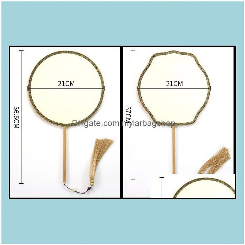 arts and crafts arts gifts home garden double side blank diy round natural silk fan white chinese handle fans classical decor hand