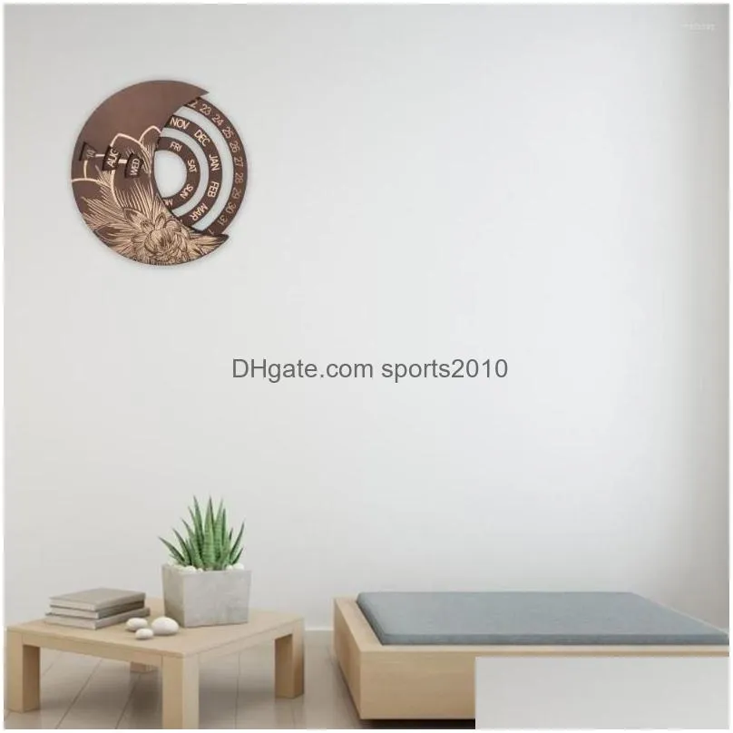 christmas decorations diy adjustable wood circular moon perpetual calendar rotatable 3d disks hanging reminder home office wall board