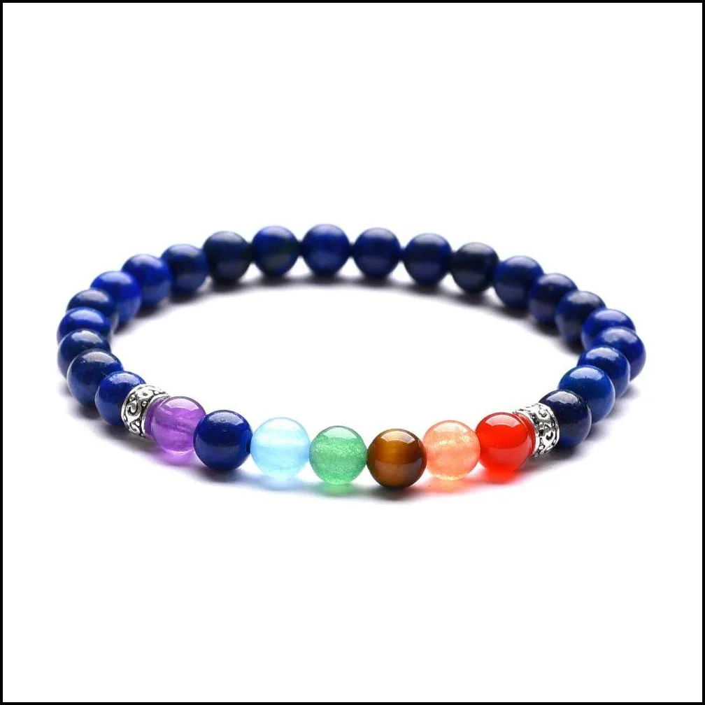 10pc/set 7 chakra healing balance 6mm beads bracelet yoga life energy charm bracelet natural stone jewelry