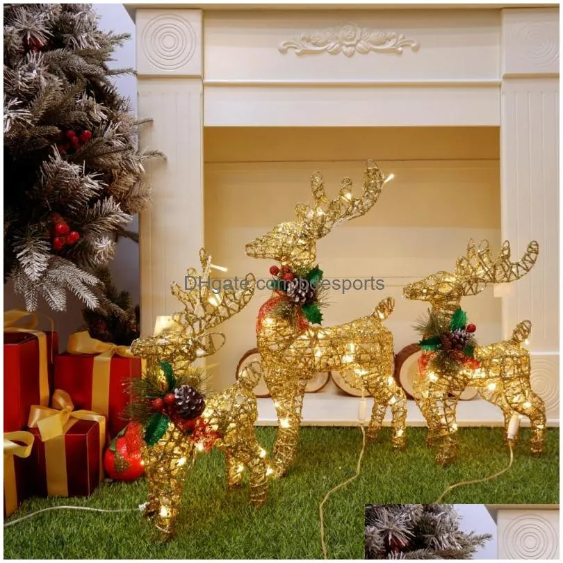 christmas decorations decoration ornaments gold deer elk led light tree scene room house navidad year decorationchristmas