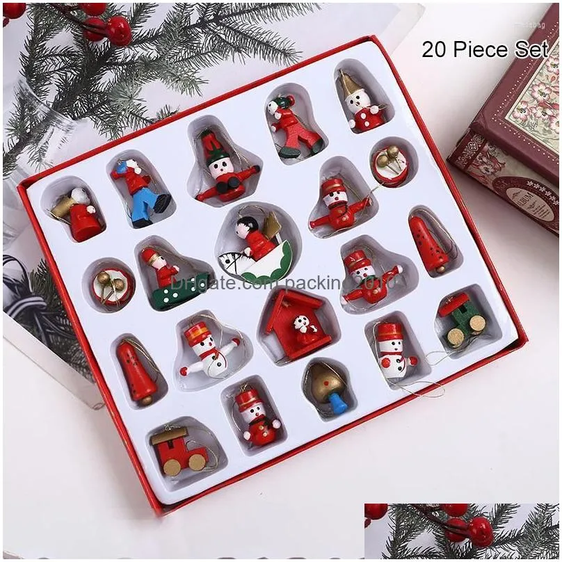 christmas decorations 10/12/20/30pcs wooden pendant xmas tree hanging ornament home restaurant decoration grsa889