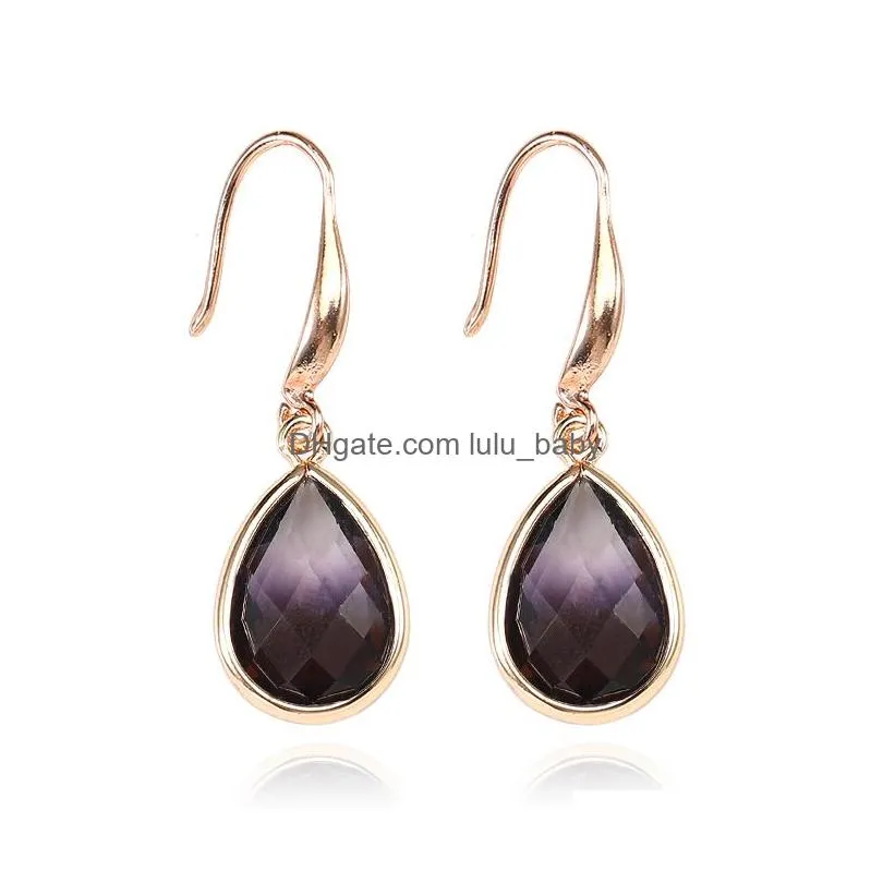 boho korean colourful crystal earrings fashion teardrop geometric dangle earring for women luxury glass jewelry gift