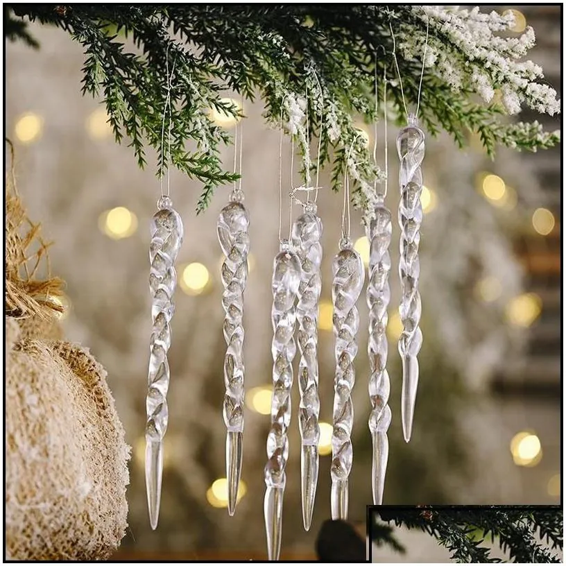 christmas decorations christmas decorations 10pcs 12cm simation ice xmas tree hanging ornament fake icicle winter party year decorat