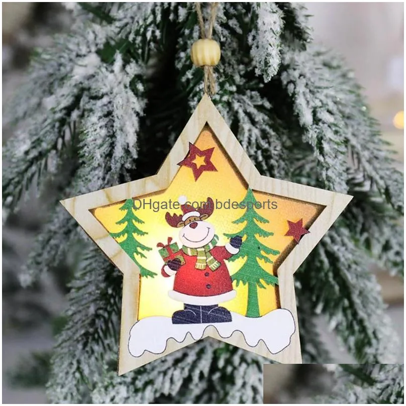 christmas decorations wooden ornament lighted xmas tree hanging pendant desktop decoration home wall party decorchristmas