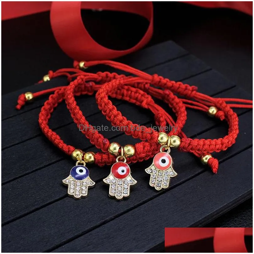 evil turkish eye hamsa hand braided red thread string bracelet for women men charm lucky rope adjustable friendship jewelry gifts