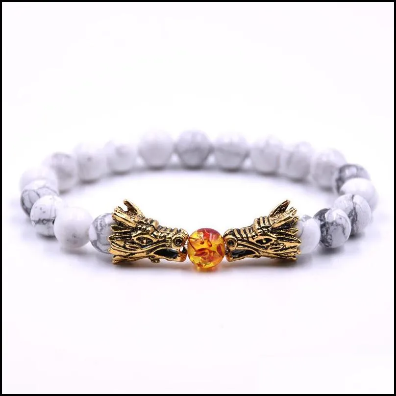 8mm natural stone beaded bracelet black lava stone tiger eye crystal bracelet men bileklik men jewelry dragon pulseras pulseira