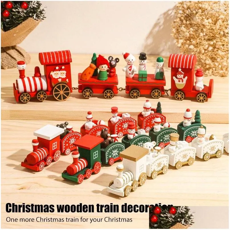 christmas decorations wooden train merry ornaments for home table navidad xmas gifts year kerst decoratie 2023