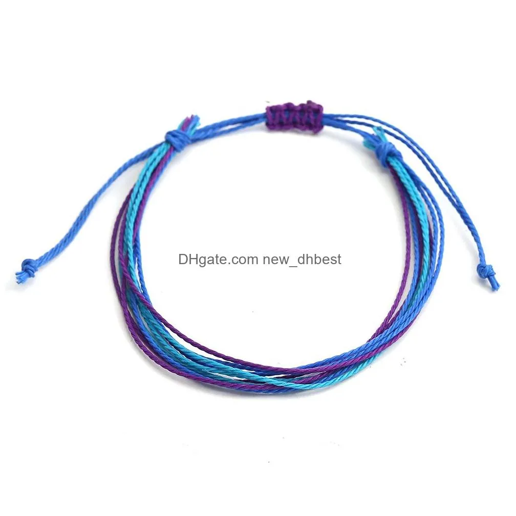 wax thread handmade multilayer woven friendship string bracelets multicolour adjustable braided bracelet for women