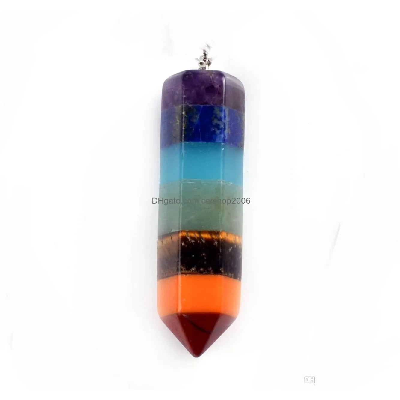 7color gem chakra yoga pendant ladies threepiece earring necklace keychain