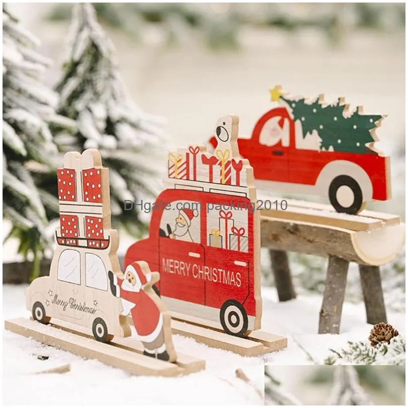 christmas decorations 1pc wooden car pendant painted xmas tree ornaments festival party favors kids toys year gifts 2022christmas