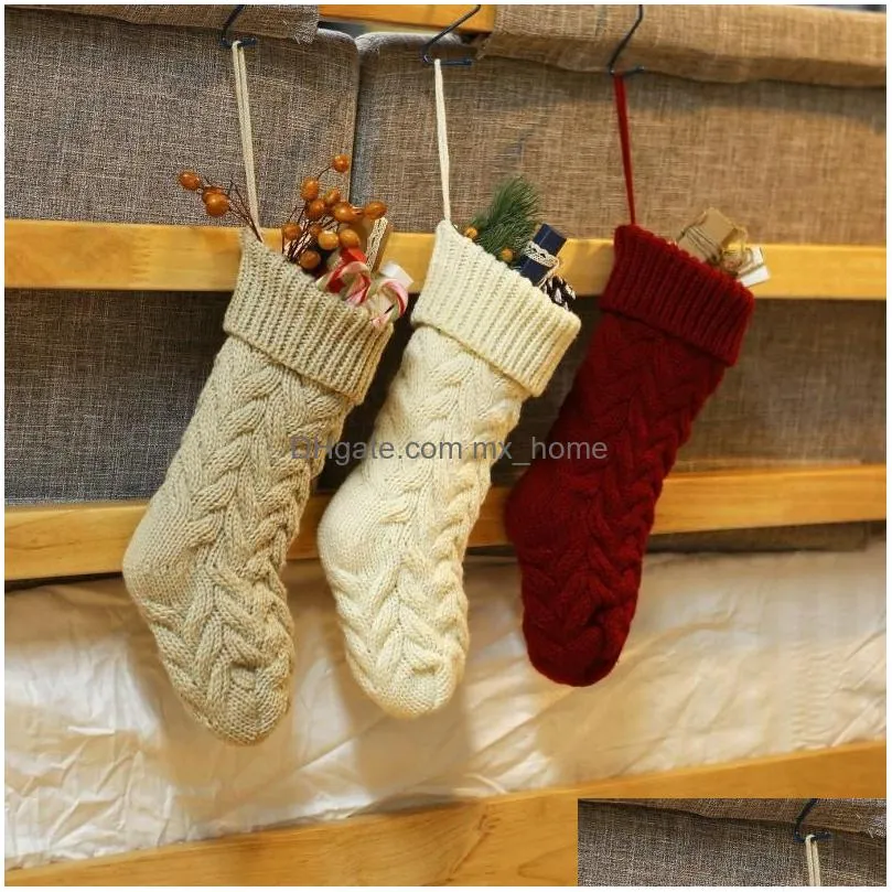 christmas decorations home decor knitted woolen yarn ornaments gift bag twisted leaf flower small candy socks