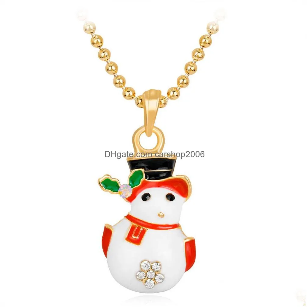 2021 alloy necklace fashion christmas tree hat santa claus pendant necklaces wholesale