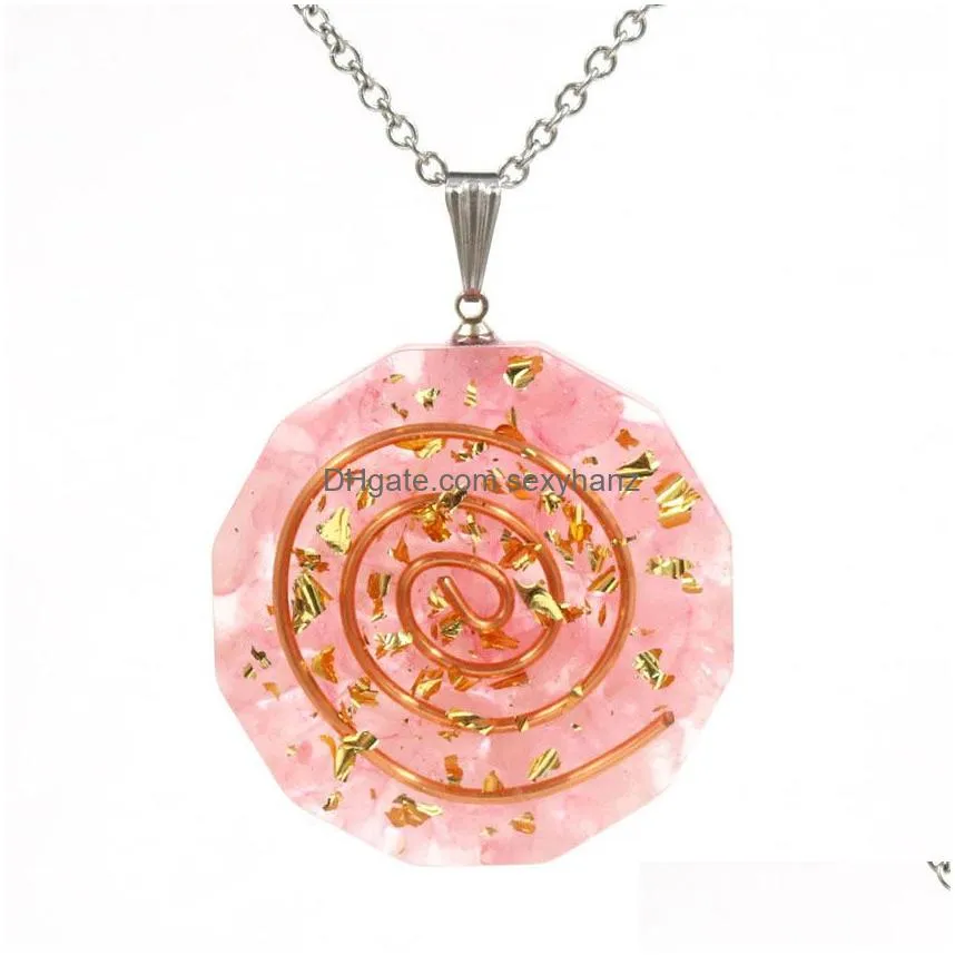 raw quartz round polygon coin pendant necklace for women men stone crystal circle disc pendants jewelry