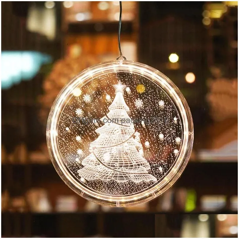 christmas decorations sucker hanging light acrylic decorative plate battery operated party window decoration for outdoor / indoor