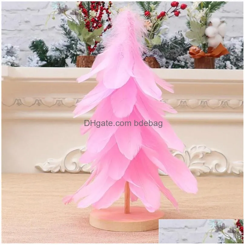 christmas decorations feather tree 2022 merry party mini xmas desktop creative drop ornaments gifts