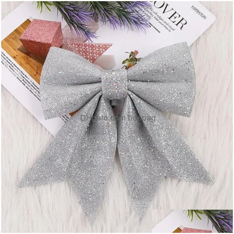 christmas decorations 2pcs tree pendants decoration glitter bows xmas ornament navidad year home party decor