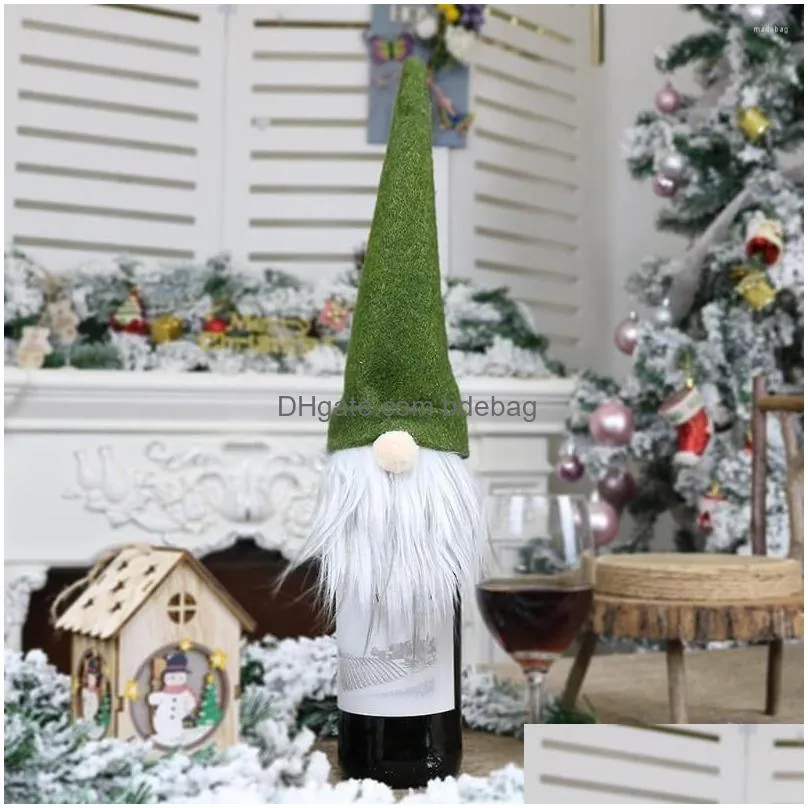 christmas decorations wine bottle cover merry decor for home snowmantable xmas gift happy year doll navidad