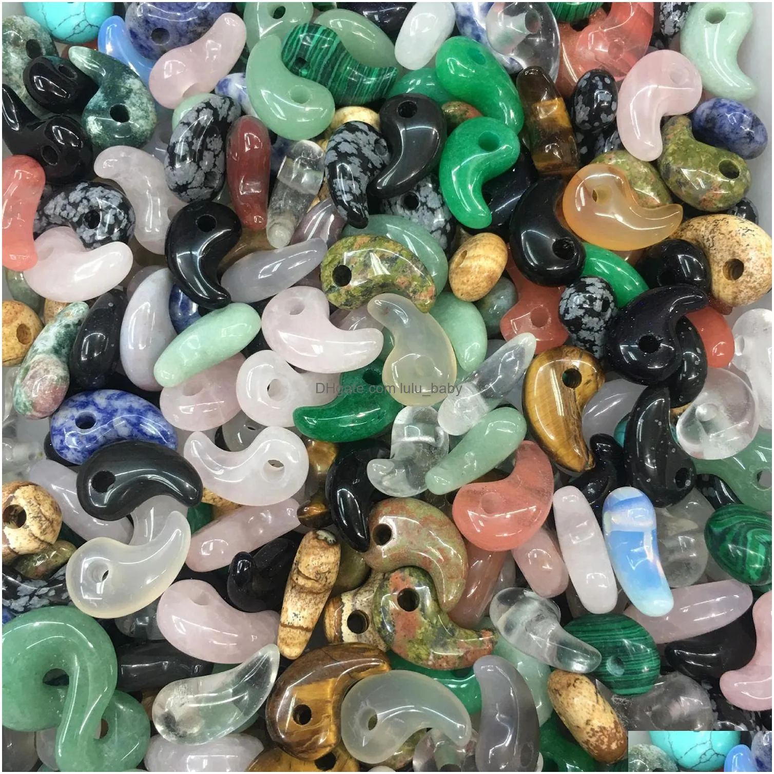 natural stone gemstone pendant comma shaped jewelry accessories charm small hole findings smooth surface for diy making