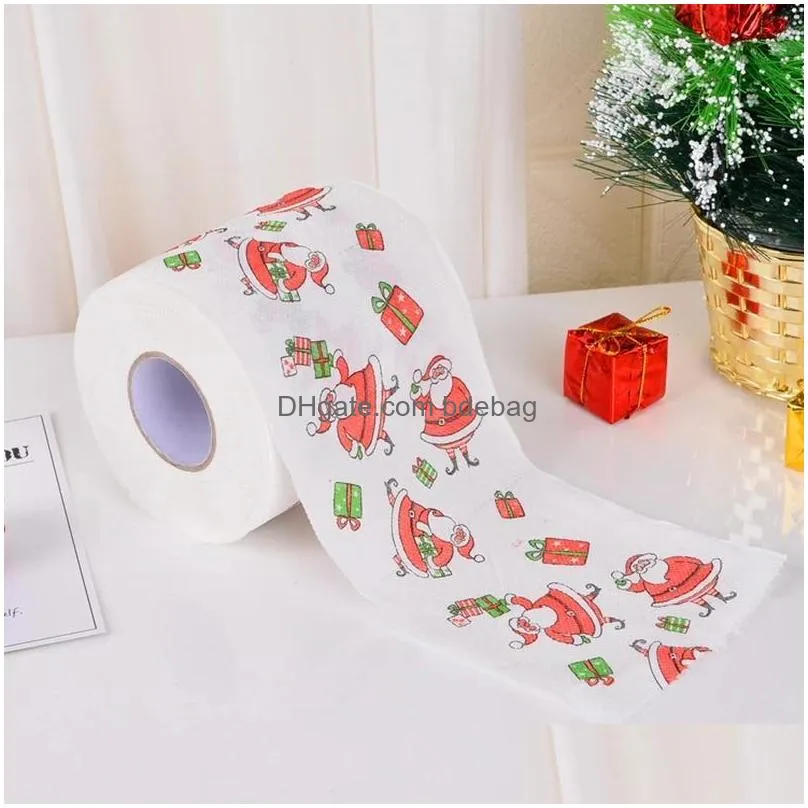 christmas decorations pattern series rolled paper ornaments home decoration cute toilet print tissuechristmas decorationschristmas
