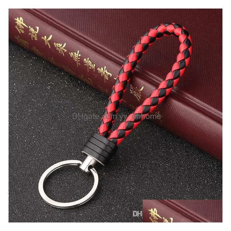 leather key chain mercedesbenz bmw leather woven lanyard keychain with metal ring for car / office / home key 16 colors