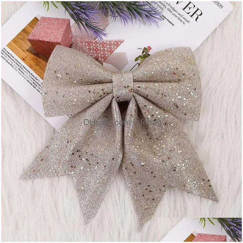 christmas decorations 2pcs tree pendants decoration glitter bows xmas ornament navidad year home party decor