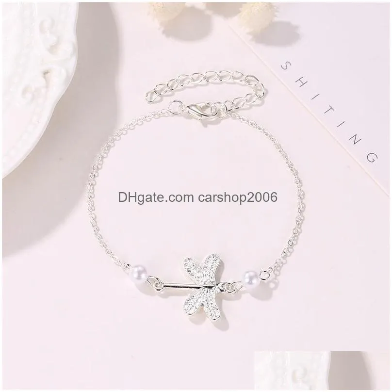 fashion silver plated dragonfly ankle bracelet minimalist woman anklet anniversary gift for girlfriend exquisite accessories