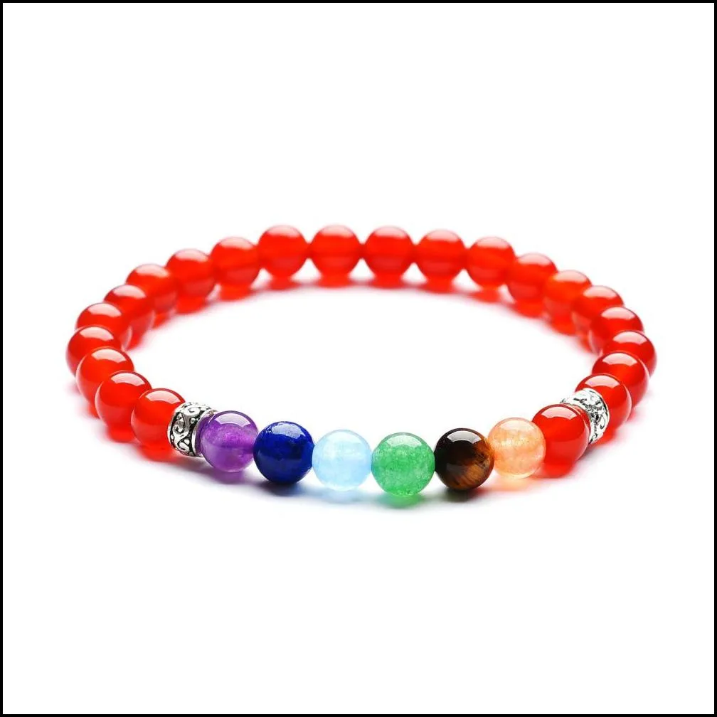 10pc/set 7 chakra healing balance 6mm beads bracelet yoga life energy charm bracelet natural stone jewelry