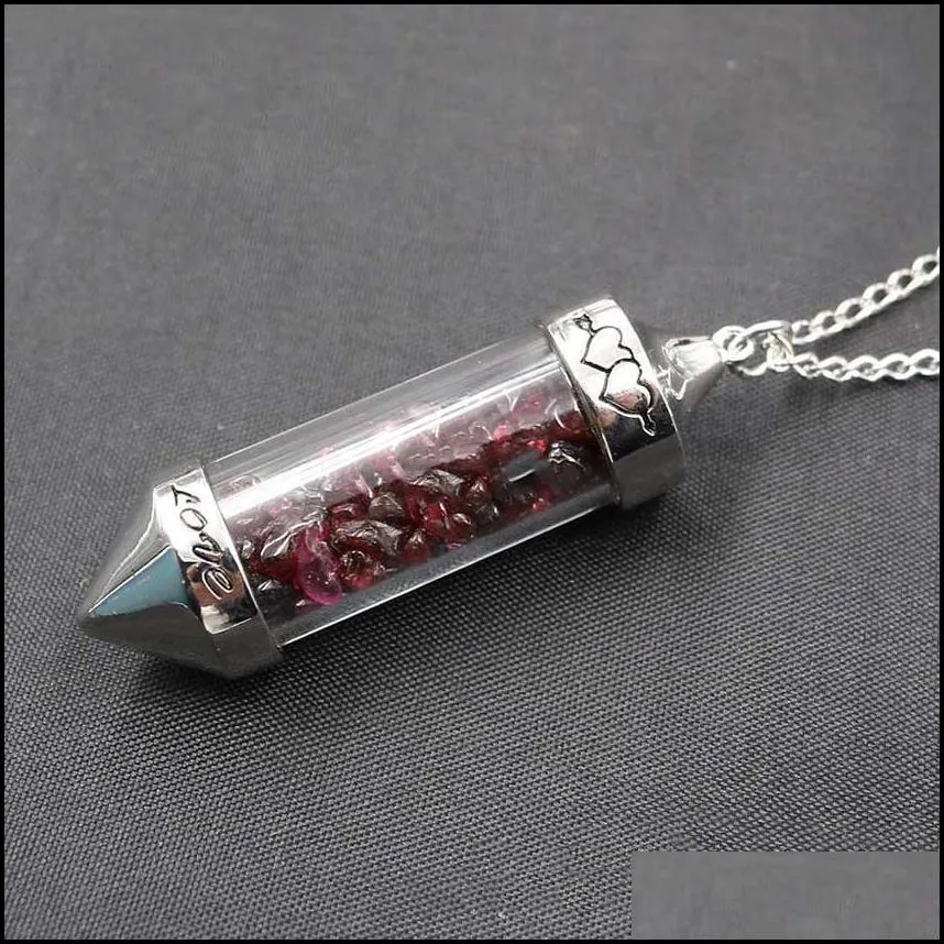 crystal gravel wishing bottle sweater chain pendant necklace lady retro transparent glass wishing bottle