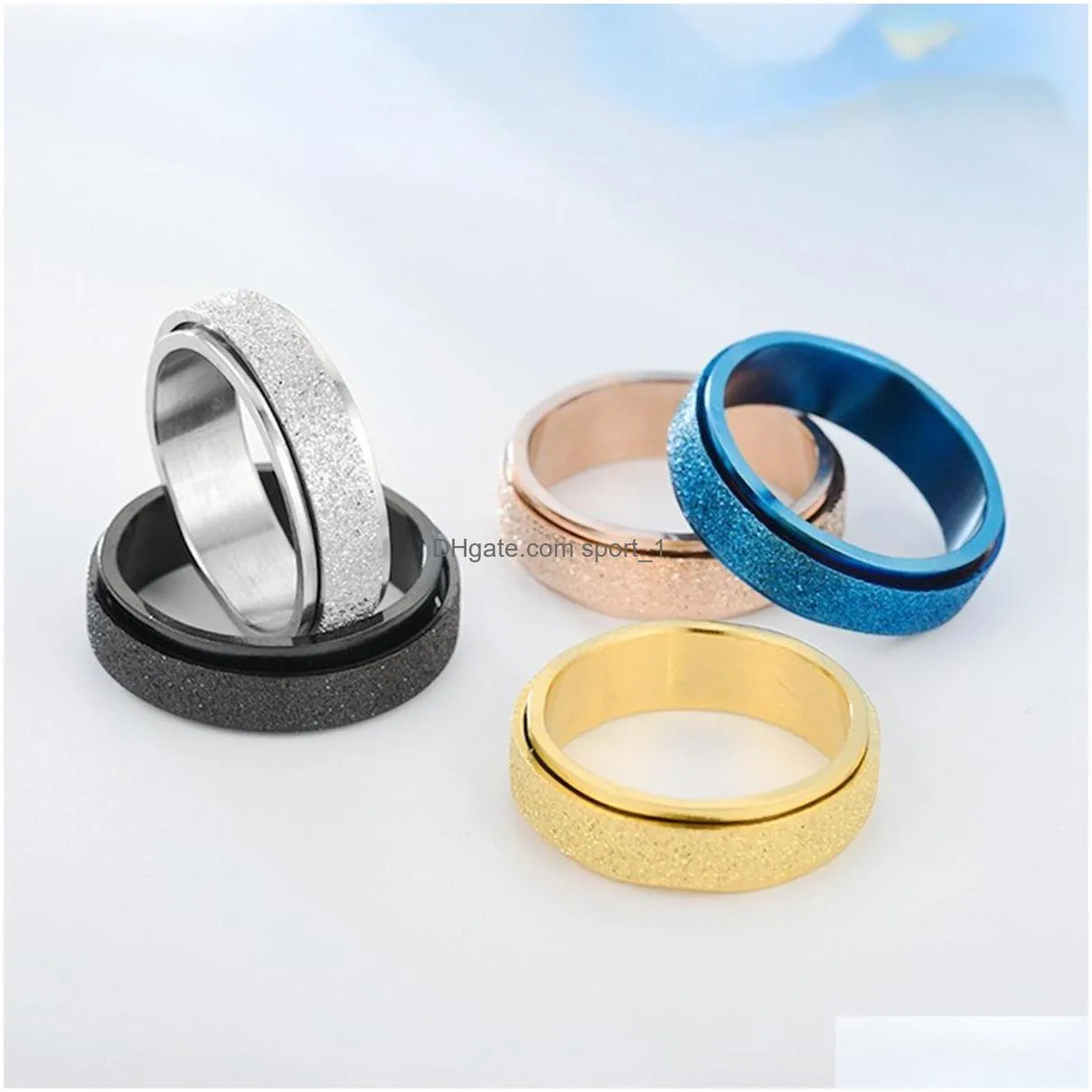 women stainless steel band ring men girl boy anxiety relief 6mm fidget silver gold blue perfect weddings parties celebrations