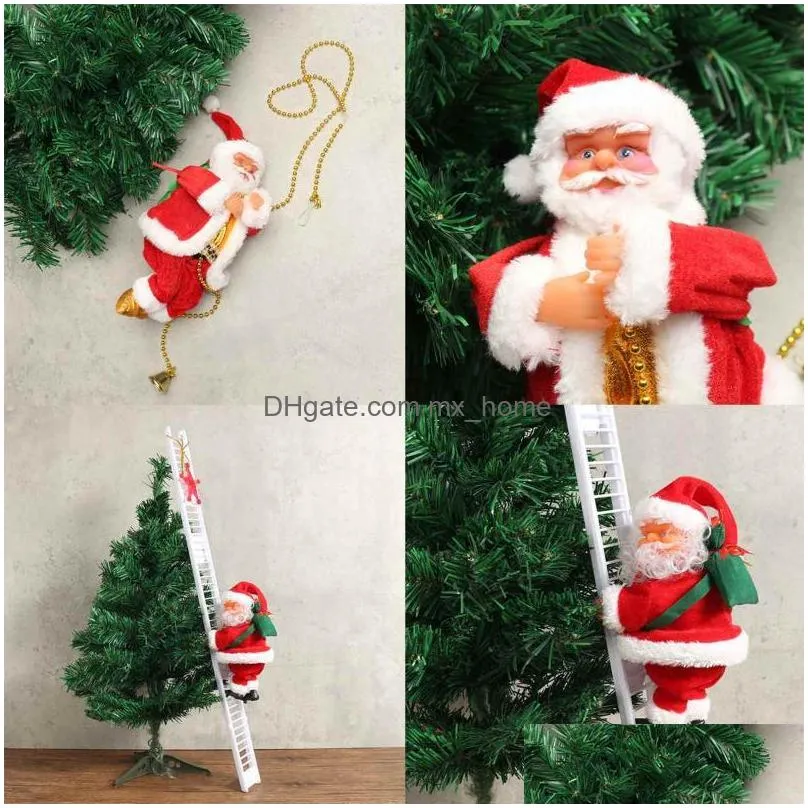 christmas decorations santa claus climbing ladder electric singing up and down ornaments for tree doll toy christmaschristmas