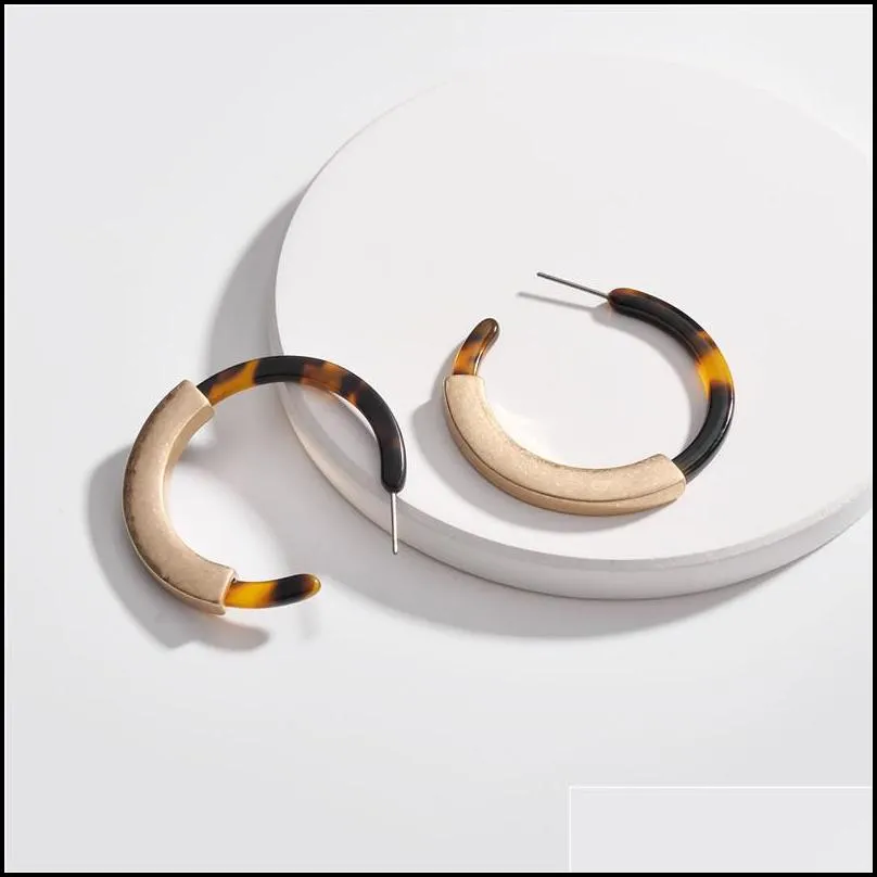 acrylic earring geometric design round hoop lightweight tortoise shell drop dangle earring bohemia fashion jewelry