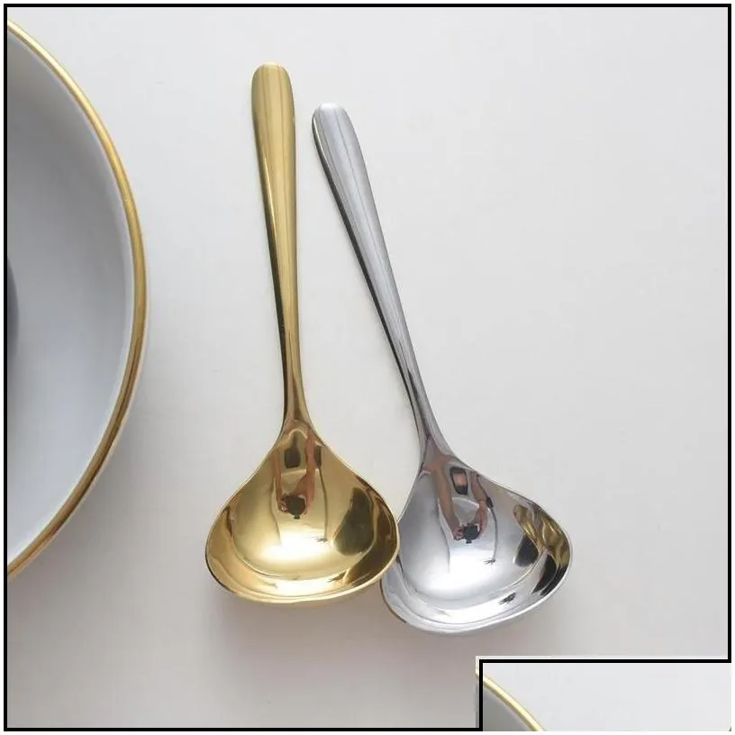 spoons gold soup spoon stainless steel titanium plating shiny golden round spoons sierware table set sturdy easy to clean dishwasher