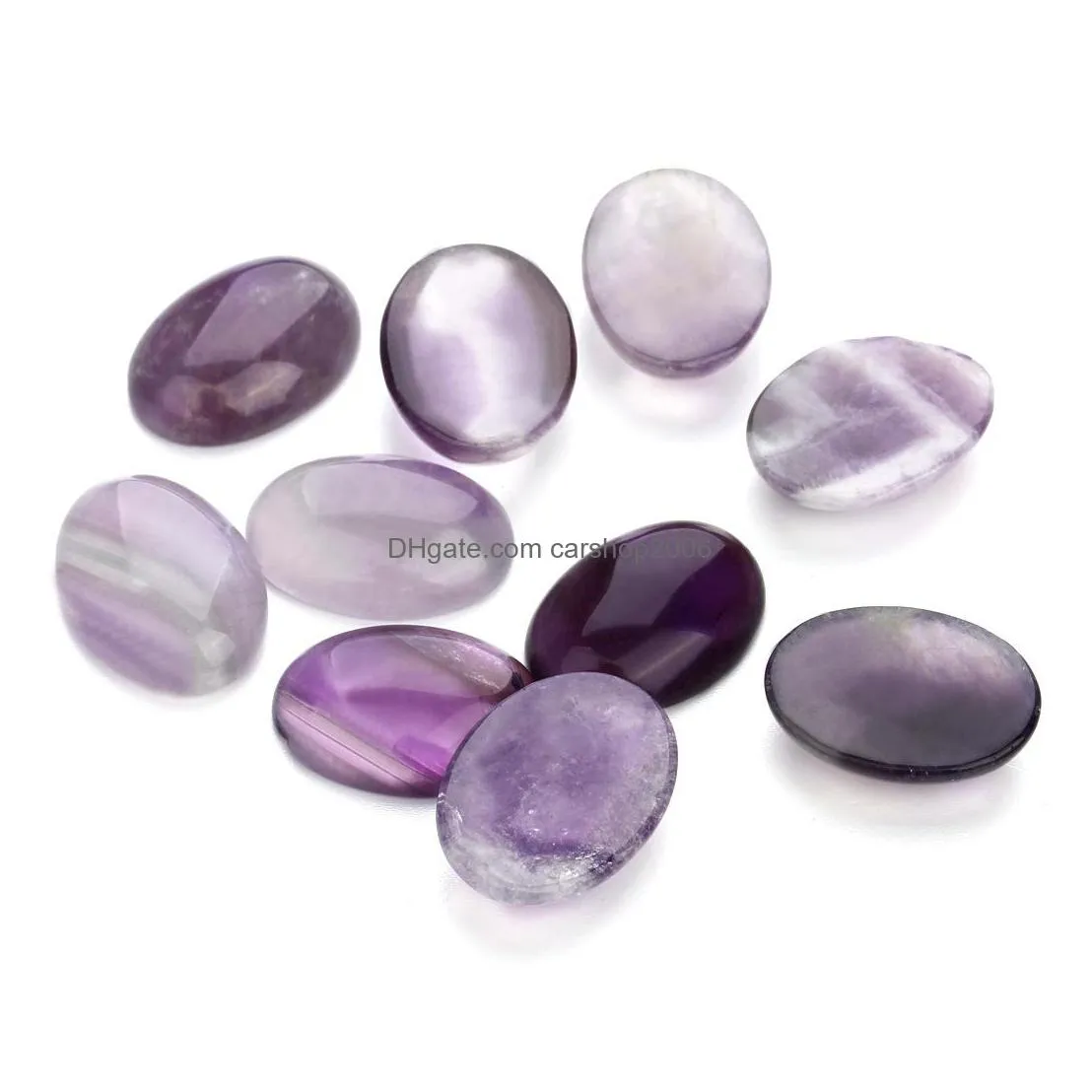 natural amethyst oval flat back gemstone cabochons healing chakra crystal stone bead cab covers no hole for jewelry craft making