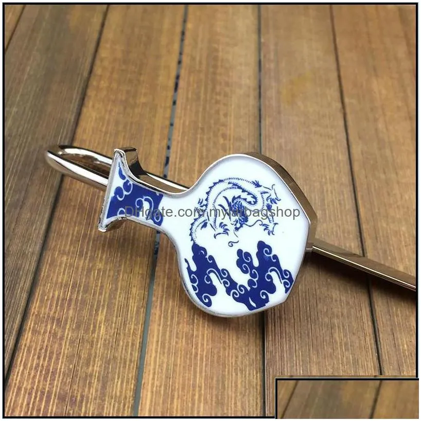 bookmark desk accessories office school supplies business industrial creative vintage metal pendant chinese clip blue and white