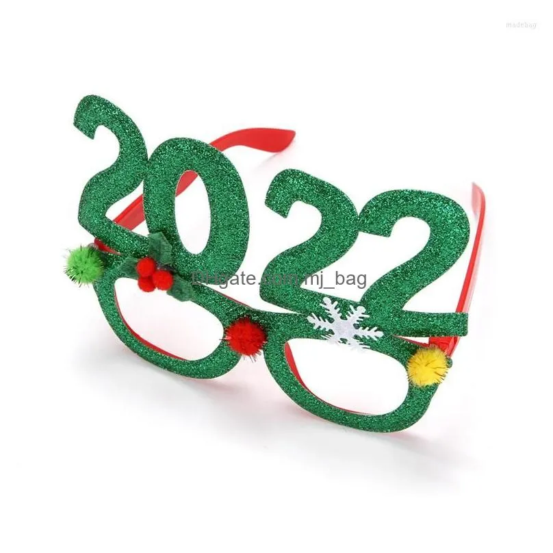 christmas decorations 1x 2022 eyeglasses props xmas adornment adult children gift merry holiday glasses party dress up ornaments