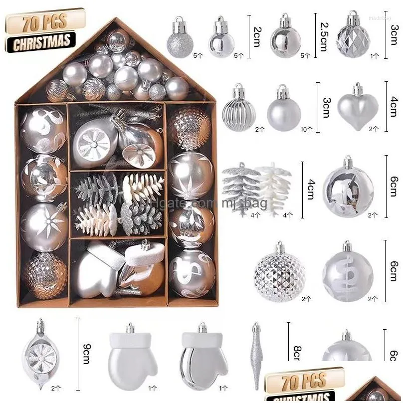 party decoration 70pcs christmas ball ornaments set xmas tree hanging pendants home decorations year gifts 2023