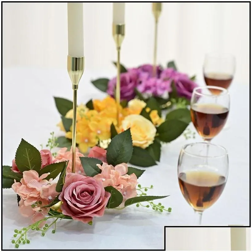 christmas decorations christmas decorations 2pc european style artificial rose wreath candlestick garland table wedding party home f