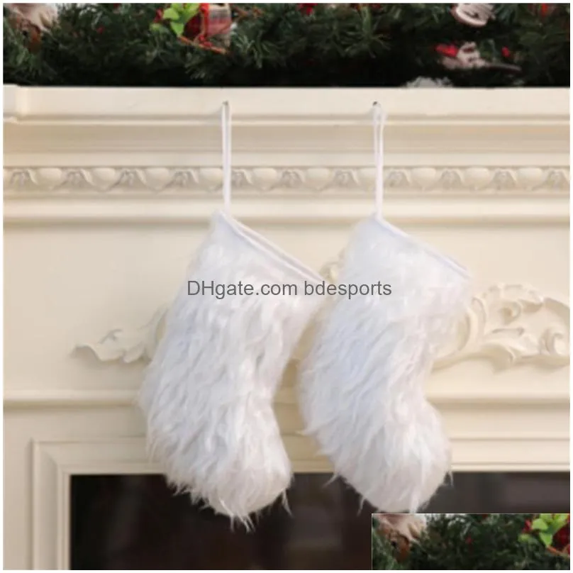 christmas decorations 2022 stocking white gift bag decorative socks plush tree pendant